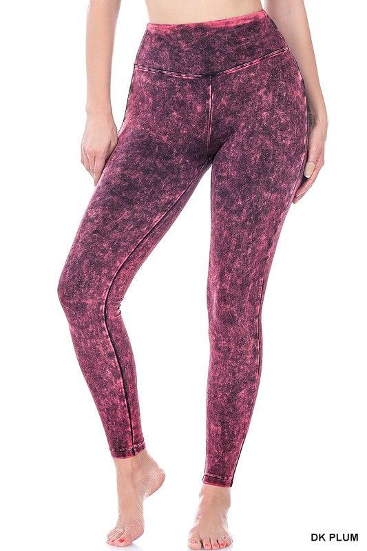 MINERAL WASHED WIDE WAISTBAND YOGA LEGGINGS - Free Rein on Main
