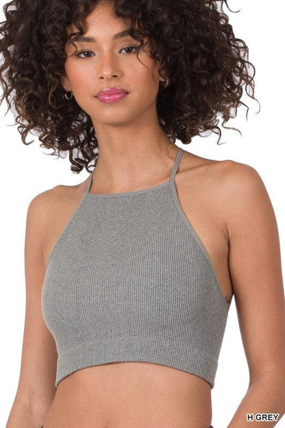 RIBBED SEAMLESS CROPPED CAMI TOP - Free Rein on Main
