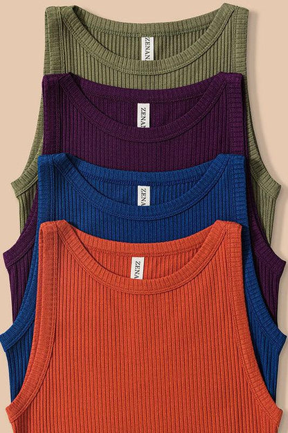 SOFT RIBBED TIGHT CREW NECK TANK TOP - Free Rein on Main