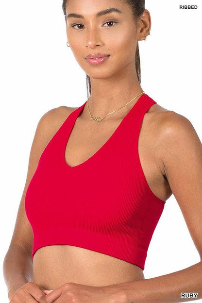 RIBBED CROPPED RACERBACK TANK TOP - Free Rein on Main