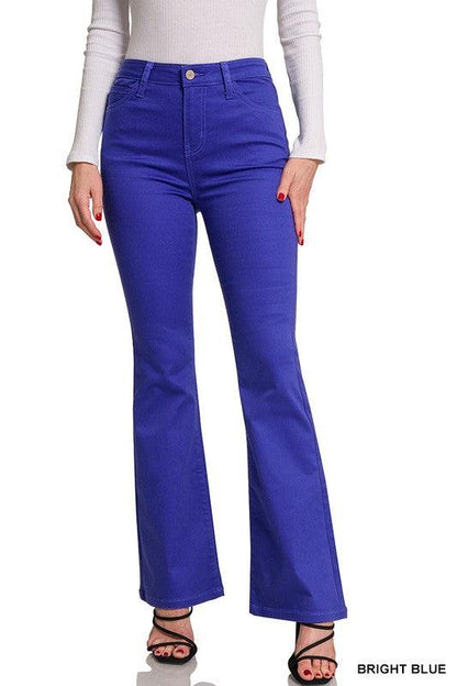 HIGH-RISE BOOTCUT COLOR DENIM PANTS - Free Rein on Main